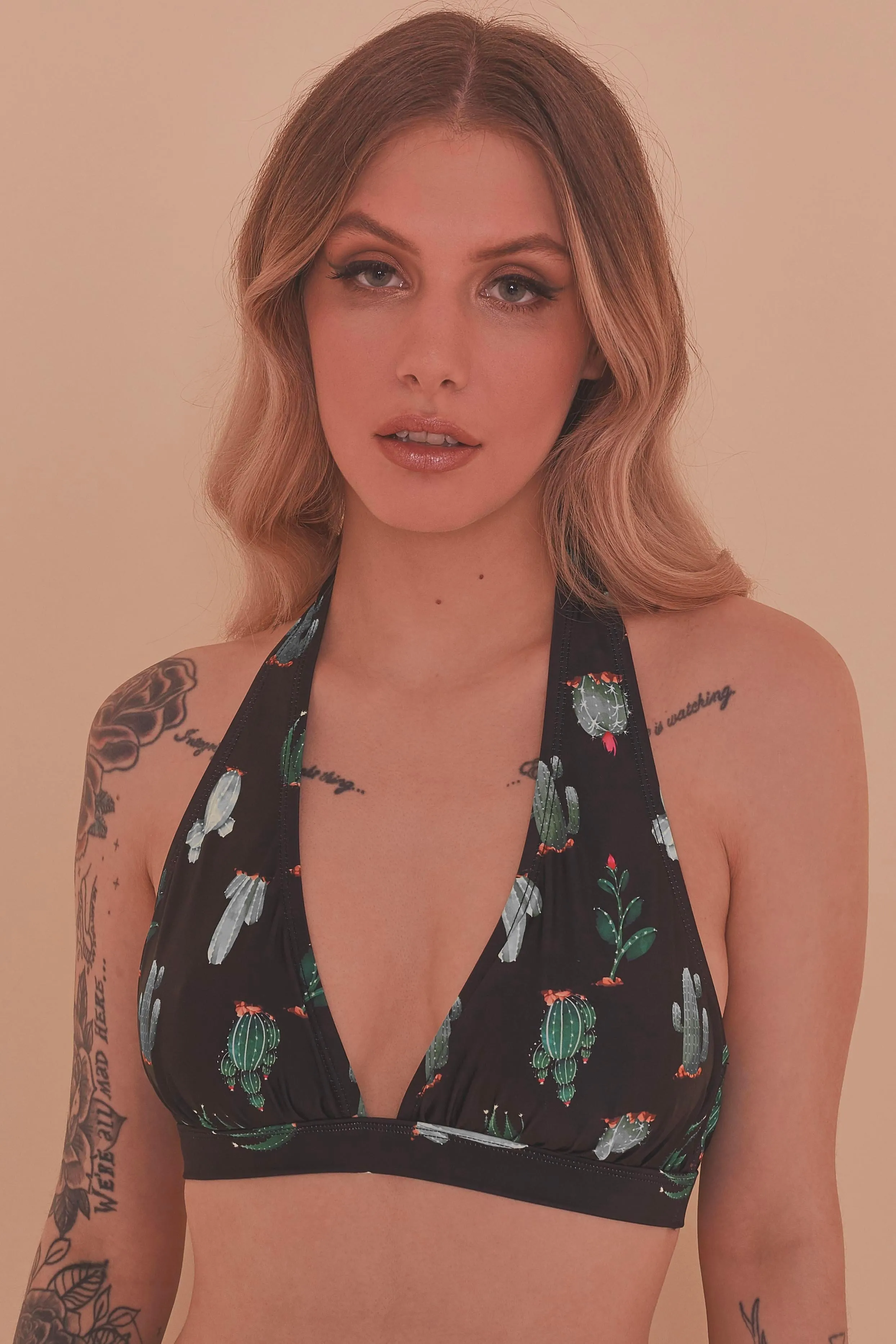 Cactus Ruched Triangle Bikini Top